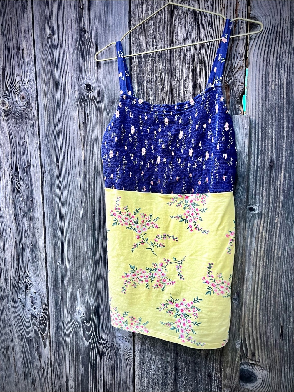 Blue and Yellow Floral Two-Tone Sundress